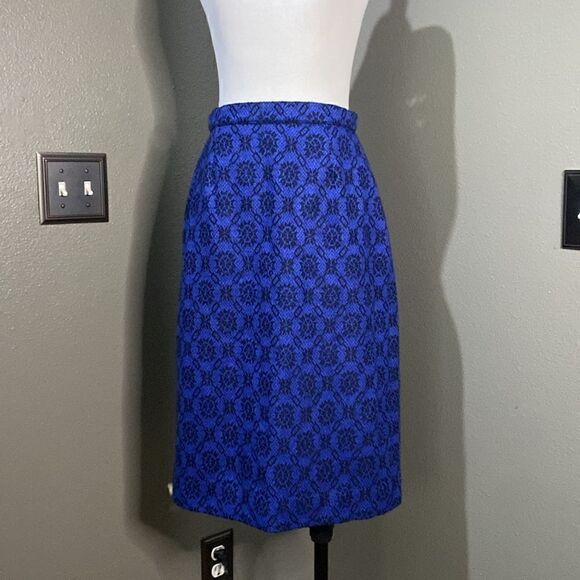 Jasper Conrad Royal Blue Black Pencil Skirt Wool and Cashmere Blend - Picture 14 of 14